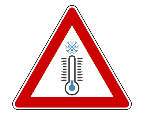 Sinal de aviso de trânsito frio no branco —  Vetores de Stock