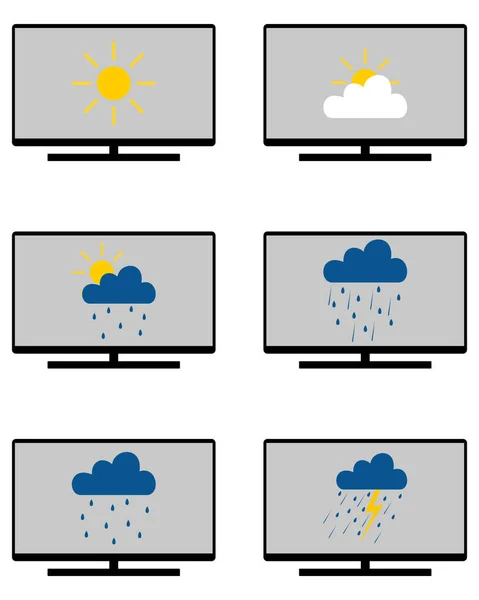 Various weathers symbols on monitor — Stock Vector