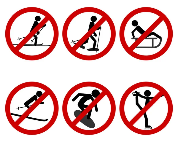 各種スポーツの交通禁止標識 — ストックベクタ