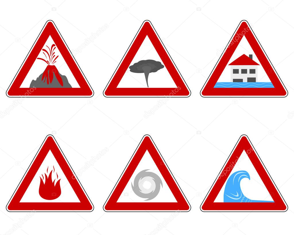 Traffic warning sign natural disasters