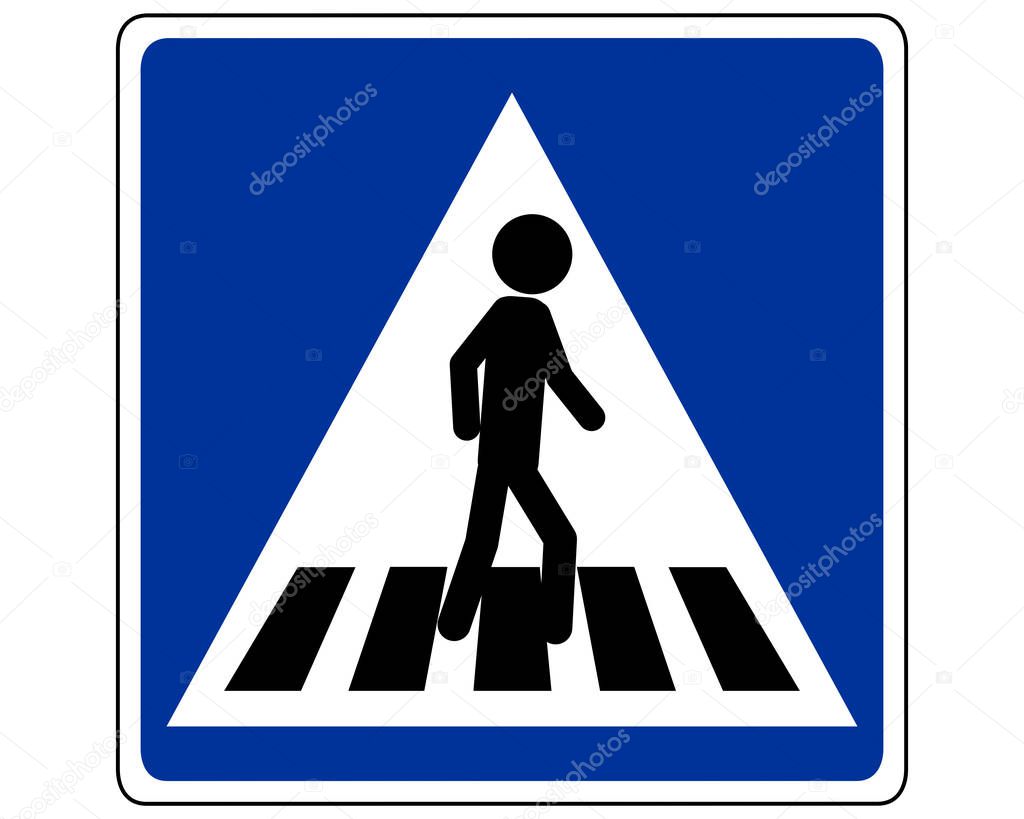 Traffic sign pedestrian on cross walk 