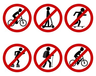 Çeşitli sporlar için trafik yasağı işareti 