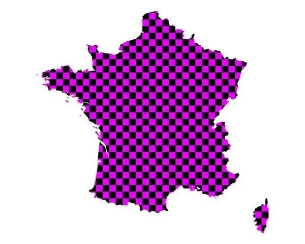 Landkarte von Frankreich im Schachbrettmuster — Stockvektor
