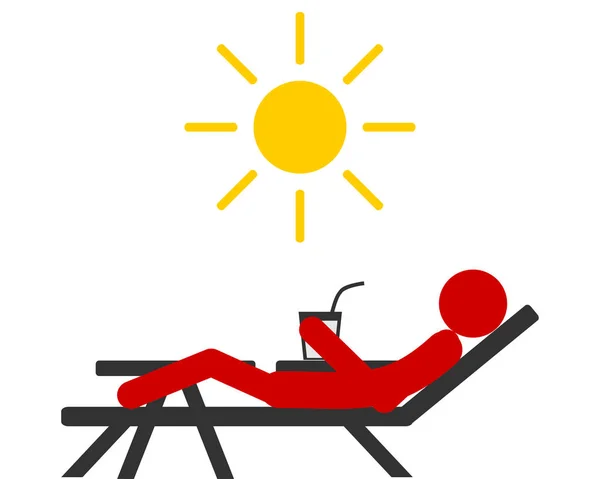 Sunburn people on sun lounger without protection — Stock Vector