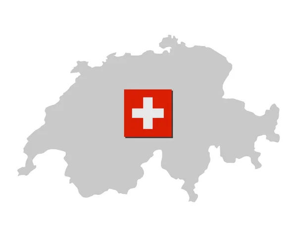 Švýcarská vlajka a mapa — Stockový vektor