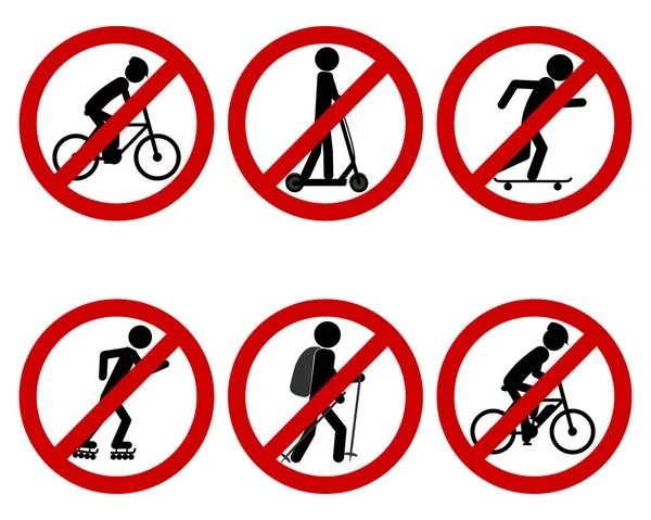 各种运动的交通禁止标志 — 图库矢量图片