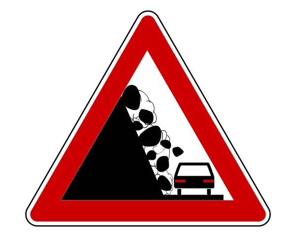 Traffic sign warning debris avalanche — Stock Vector