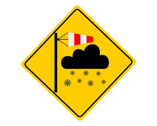 Traffic warning sign blizzard on white — Stock Vector