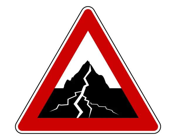 Дорожный знак с землетрясением — стоковый вектор