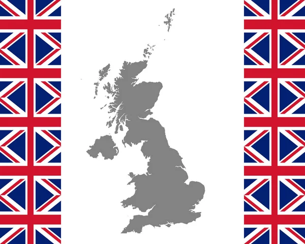 İngiliz bayrağı ve haritası — Stok Vektör