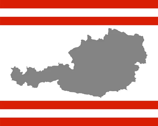 Mapa gris y bandera de Austria en marco — Vector de stock