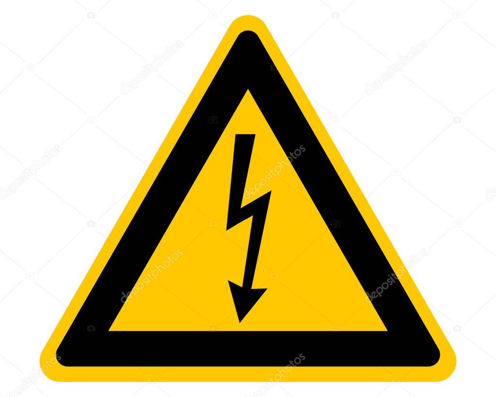 Attention sign with high voltage symbol