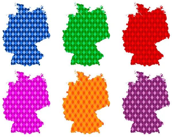 Kaarten van Duitsland met gekleurde rhombs — Stockvector