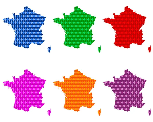 法国地图与彩色菱形 — 图库矢量图片