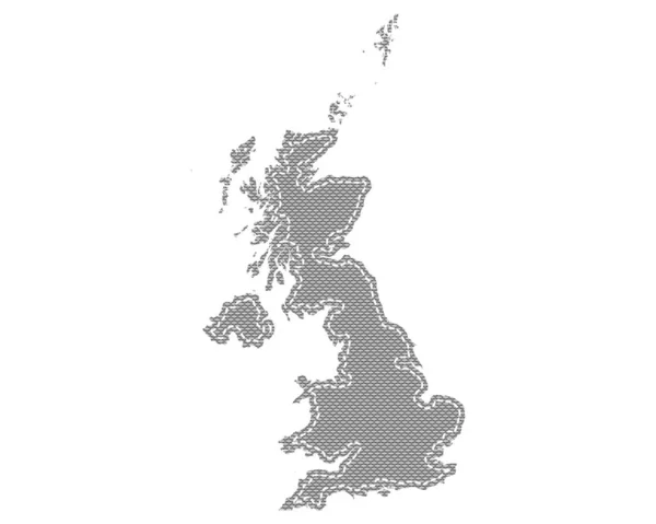 縫い目の布上の英国の地図 — ストックベクタ