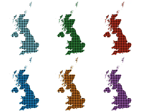 Карты Великобритании с маленькими ромбами — стоковый вектор