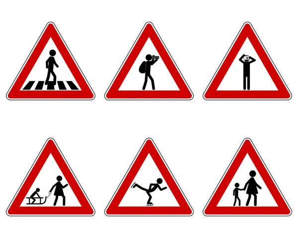 各种运动用交通警告标志 — 图库矢量图片