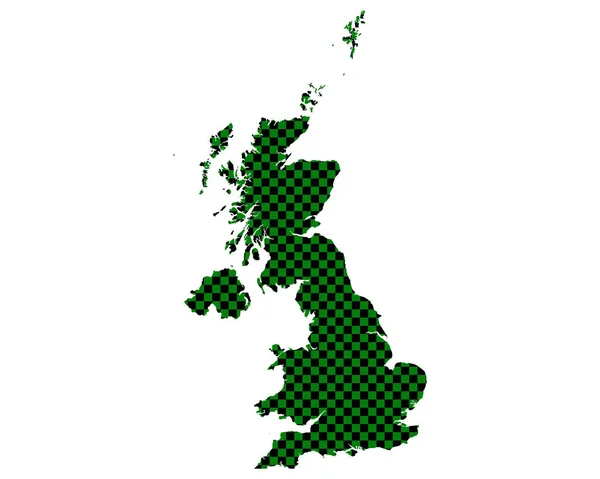 Kaart van Groot-Brittannië in dambordpatroon — Stockvector
