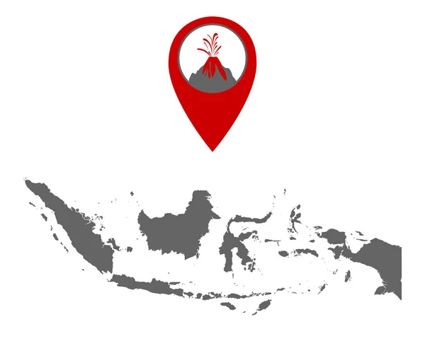 Peta Indonesia dengan gunung berapi locator - Stok Vektor