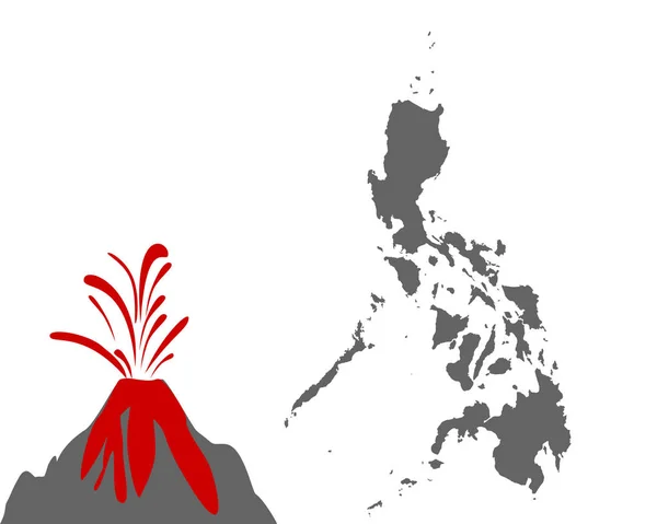 Mapa de Filipinas con volcán — Archivo Imágenes Vectoriales