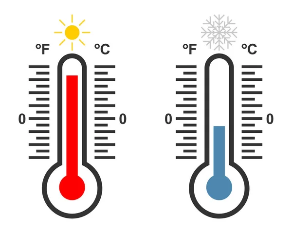 Termômetro com alta e baixa temperatura —  Vetores de Stock