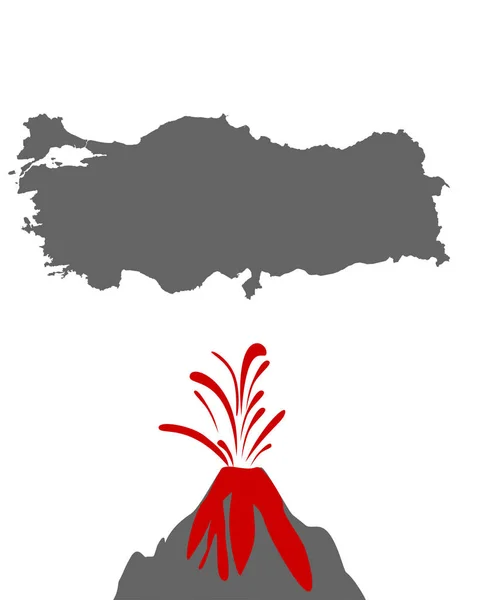 Mappa della Turchia con vulcano — Vettoriale Stock