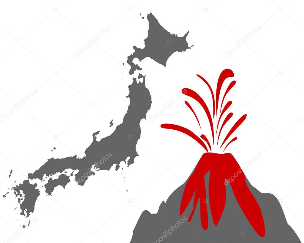 Map of Japan with volcano 