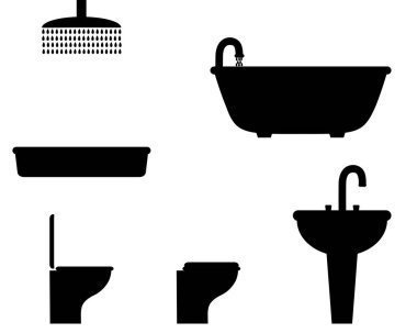 Beyaz arka plan üzerinde banyo tesisleri