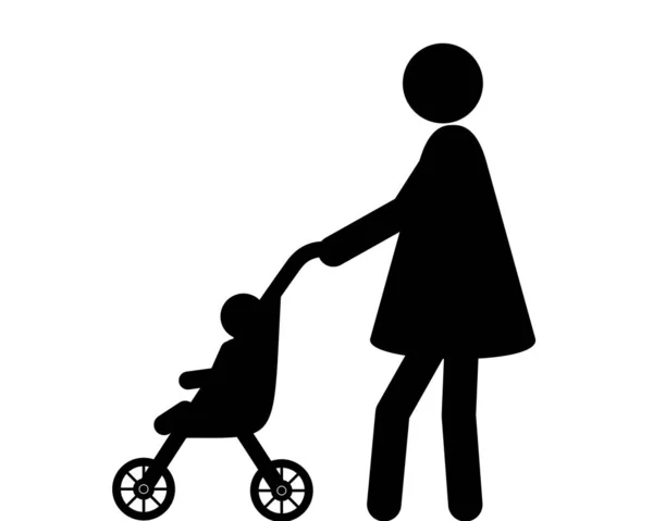 Mujer e infante con buggy — Archivo Imágenes Vectoriales