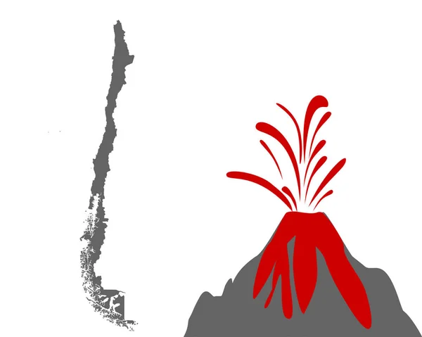 Mapa de Chile con volcán — Vector de stock