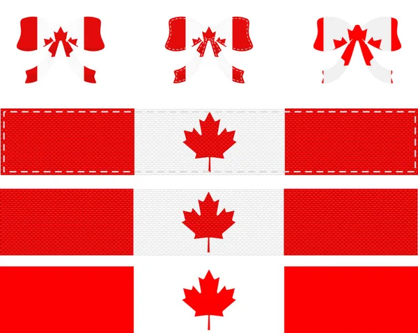 Canadian flag on ribbon and bow — Stock Vector