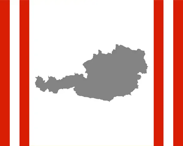 Grijze kaart en vlag van Oostenrijk in frame — Stockvector