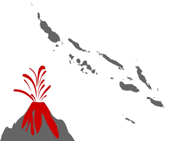 Mapa de las Islas Salomón con volcán — Vector de stock