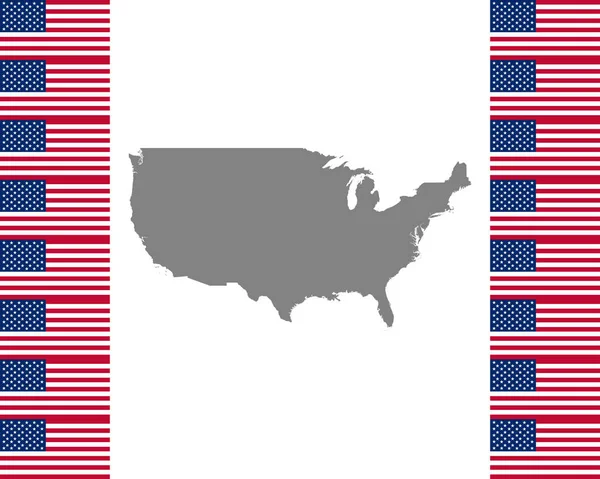 Bandeira americana e mapa —  Vetores de Stock