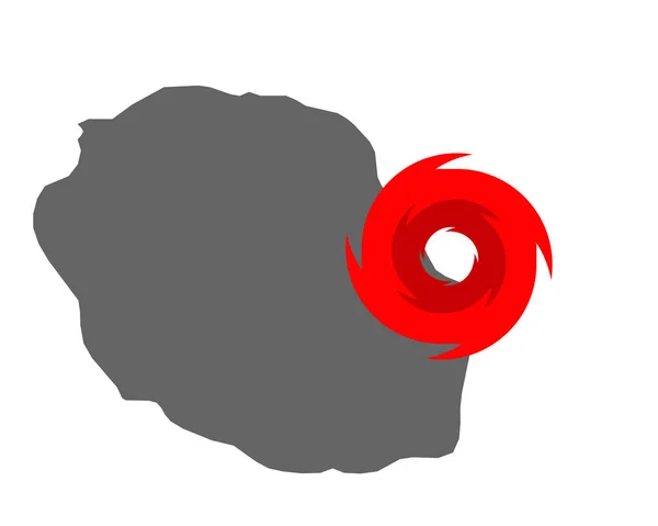 ラ・レユニオンとハリケーンシンボルの地図 — ストックベクタ