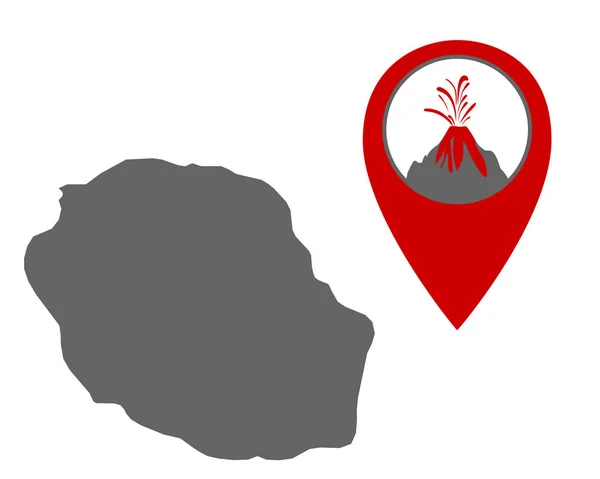 Mappa di La Reunion con localizzatore di vulcani — Vettoriale Stock