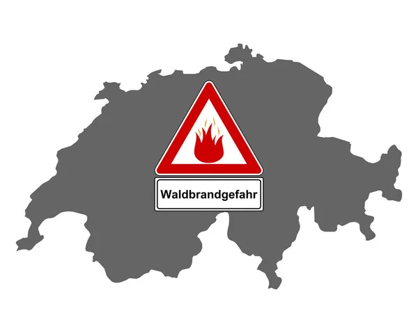 스위스지도 및 교통 표지판 산불 — 스톡 벡터