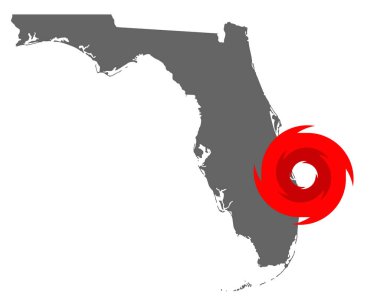 Florida haritası ve kasırga sembolü