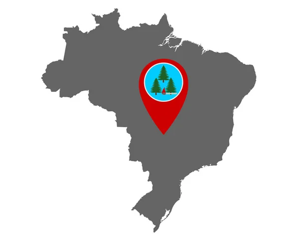 ブラジルの地図と火災警報付きピン — ストックベクタ