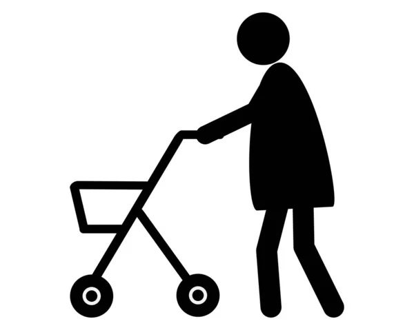 Vecchia donna che cammina con rollatore — Vettoriale Stock