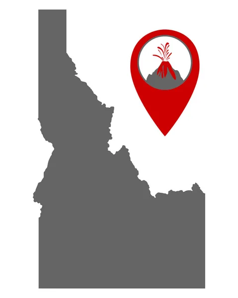 Mapa Idaho z lokalizatorem wulkanu — Wektor stockowy