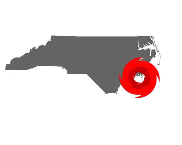 Mapa da Carolina do Norte e símbolo do furacão —  Vetores de Stock