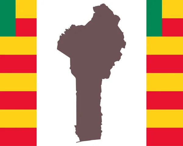 Mapa de Benin en el fondo con la bandera — Vector de stock