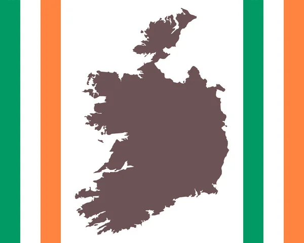 Map of Ireland on background with flag — Stock Vector