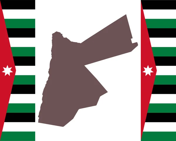 Kaart van Jordanië op achtergrond met vlag — Stockvector