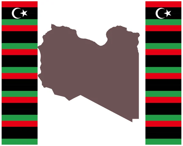Mapa da Líbia no fundo com bandeira — Vetor de Stock