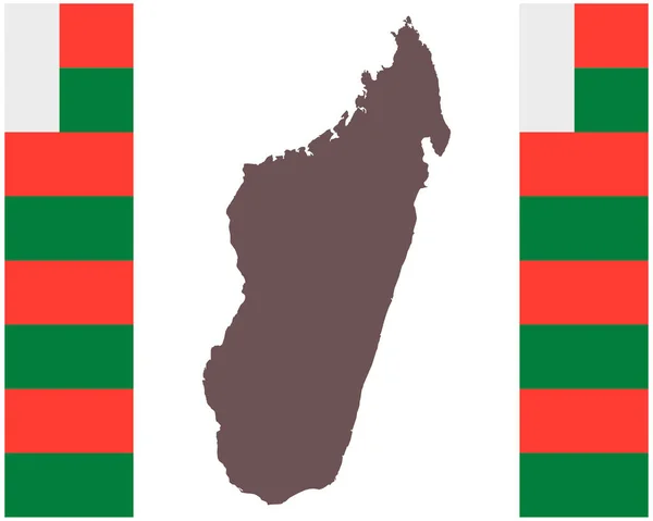Mapa de Madagascar en el fondo con la bandera — Vector de stock