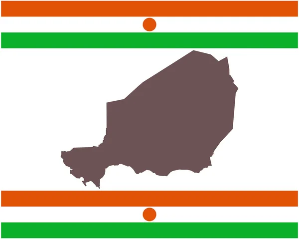 Mapa Nigeru na pozadí s vlajkou — Stockový vektor