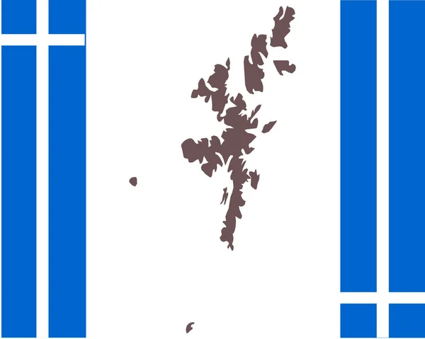 Kaart van de Shetlandeilanden op achtergrond met vlag — Stockvector
