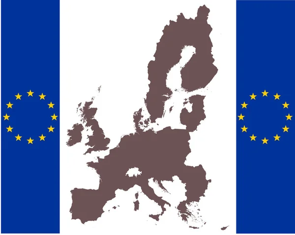 Mapa de la UE sobre el fondo con bandera — Vector de stock